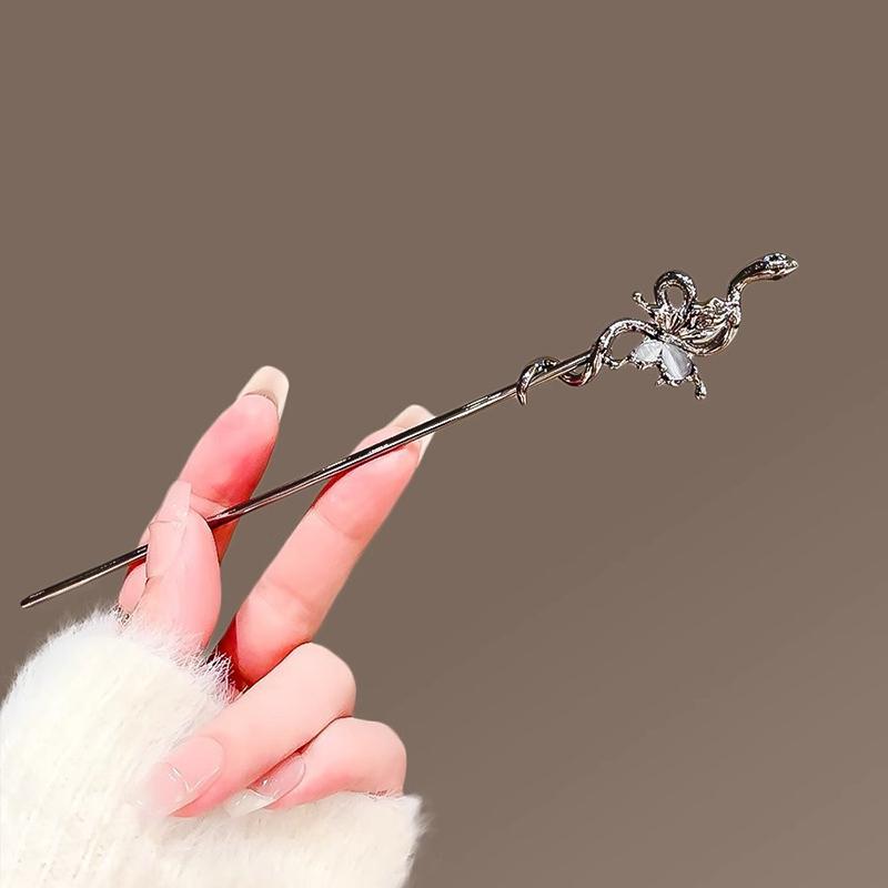 Starry Sky Moonlight Stone Hairpin Female New Serpentine Rose Hairpin Modern Hairpin Metal Hairpin High Grade Hairaccessory