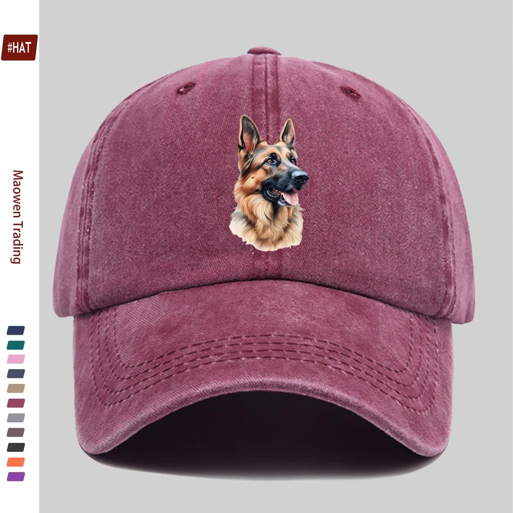 pc Wolf Dog Print Trucker Cap with Wolf  Suitable for Proms Outdoor Beach Travel  Adjustable Snapback Lightweight Washed