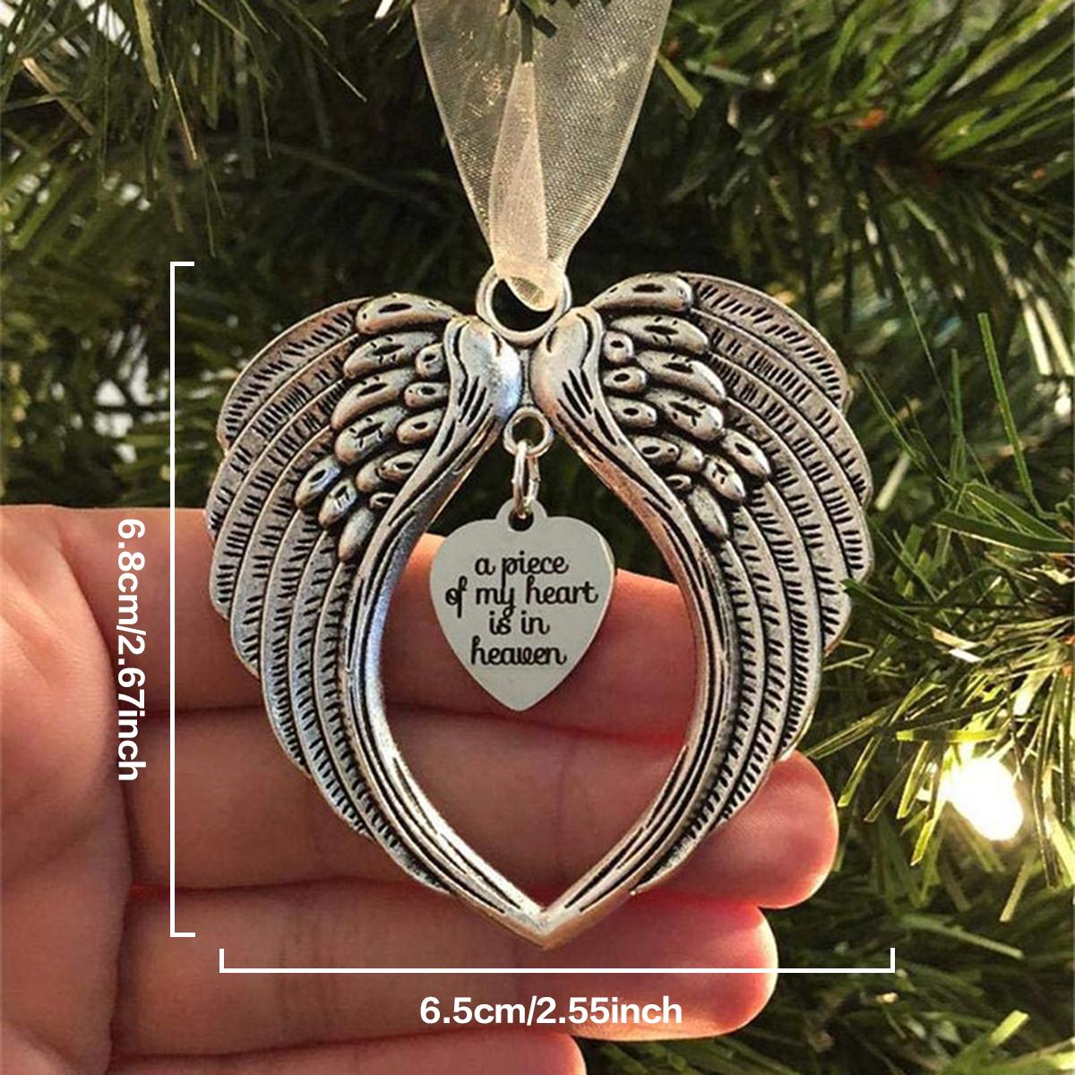 

Memorial Angel Wing Christmas Ornament Pendant, Personalized Photo Holder with Red Ribbon, Festive Hanging Decor for Xmas Tree