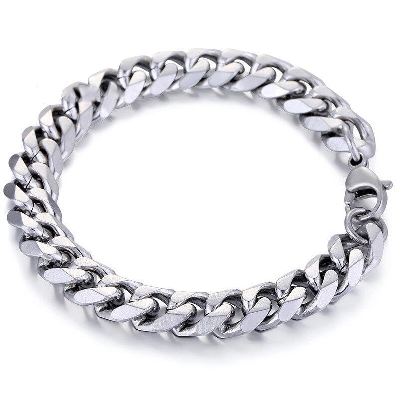 

Браслет с кубинскими звеньями из нержавеющей стали 3/5/7/9/11 мм, длина 22 см 11mm серебряный