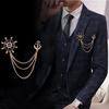 1PCS Rudder Anchor Brooches Luxulry Fashion Men Tassel Chain Zircon Suit Shirt Badge Brooches Jewelry Accessories Gifts