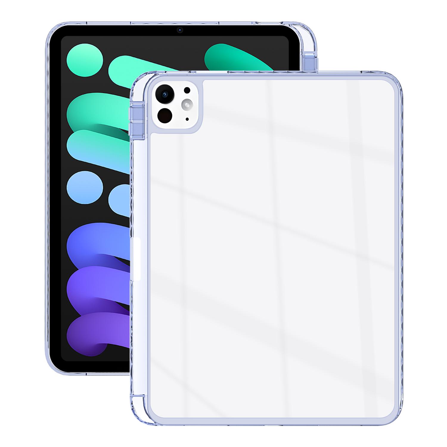 

For iPad Pro 13 (2024) Case Clear TPU Tablet Protective Cover with Pen Slot Lavender Grey