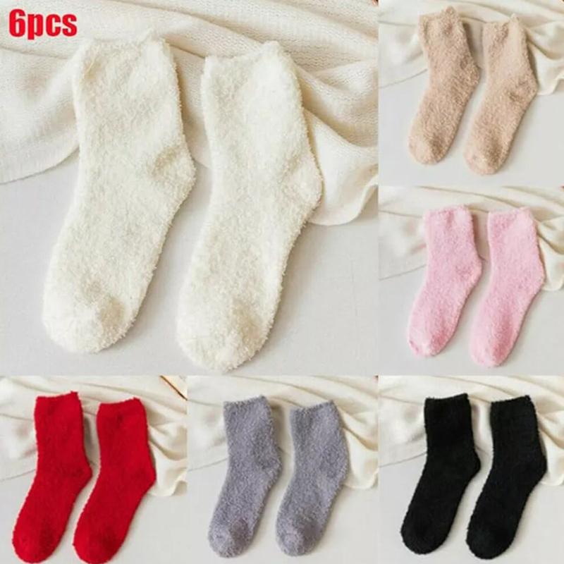 6 Pairs Warme Dicke Socke Frauen Dame Socke Plüsch Flauschigen Gemütliche Winter Fuzzy Bett Boden