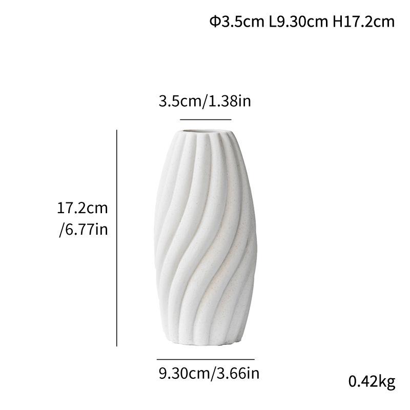 European Simple Flower Arrangement Roman Pattern Plain-Fired Ceramic Vase Entrance Living Room Light Luxury Home Soft Decoration Ornament