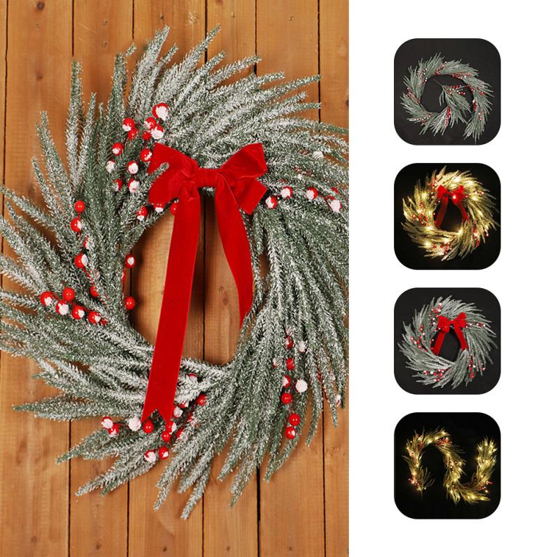

Рождественский венок, искусственная рождественская гирлянда/венок со светодиодными лампами, украшенный ягодами