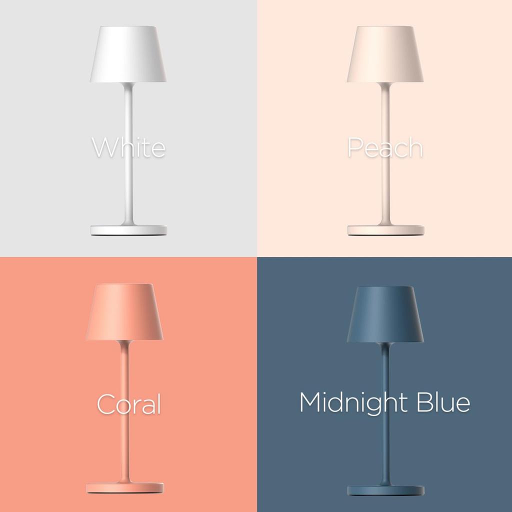 Mooas Cordless Table Lamp, Small Portable Rechargeable LED Desk Lamp with 3-Color Dimming, Touch Mood Night Light for Reading, Bedroom, Living Room,