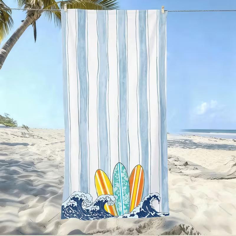 Bright Orange Striped Beach Towel Summer Bold Print Quick Dry Sandproof Absorbent Towel for Beach Travel Vacation