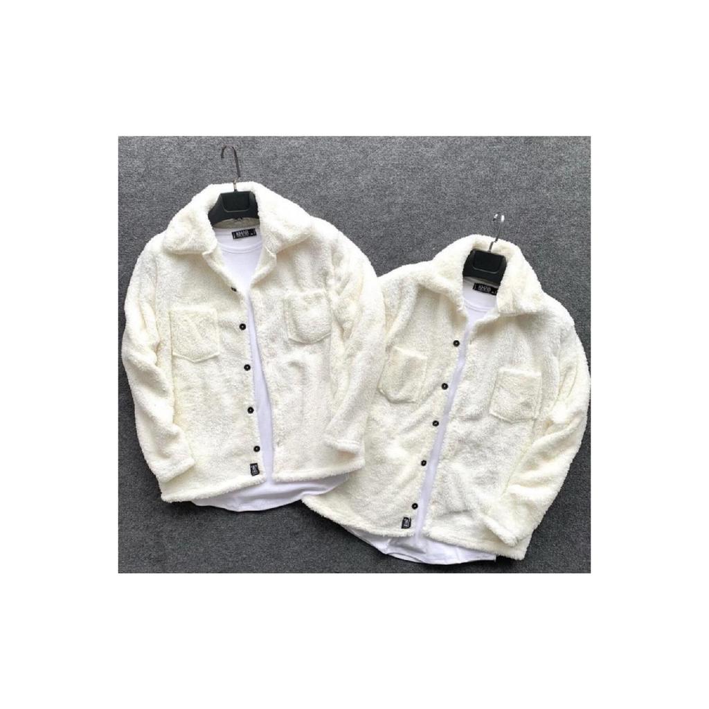 2-piece Men's Plush Jacket With Pockets - Gray Black Winter Shirt Collar