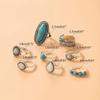 8 Pack Turquoise Rings Beach Women Rings Delicate Rings Jewelry Accessories Rings Set Alloy Turquoise Material for Party