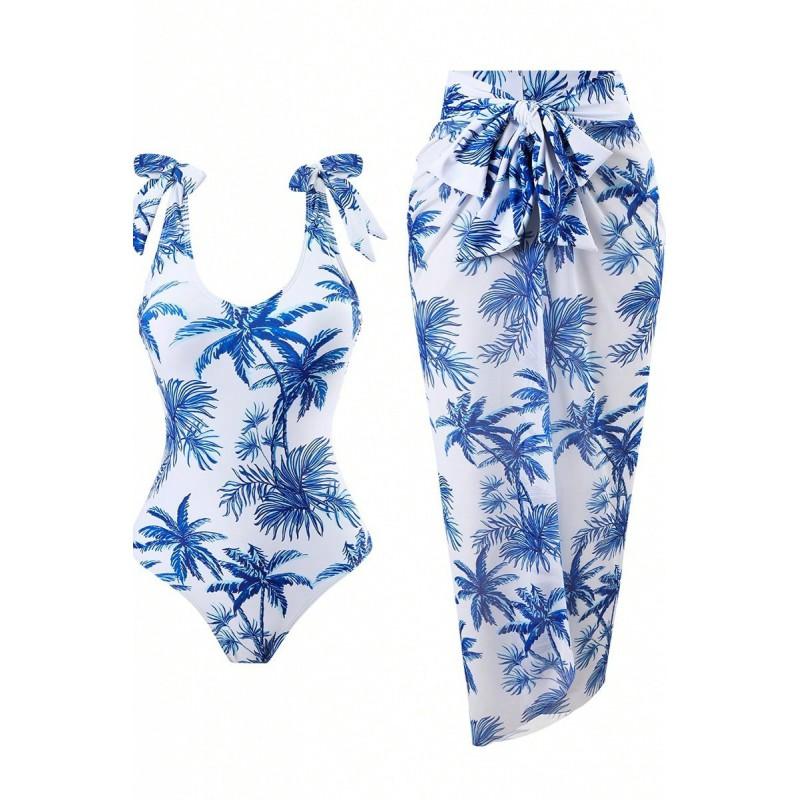 Plus Size Printed Backless Beach Shorts Bikini Set Women Swimwear With Padded Cups No Underwire
