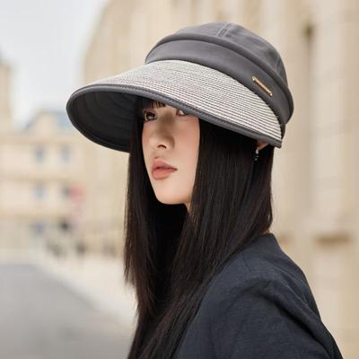 Chapeau Visière Large Bord Ajustable Omen - Glace Respirante, Noir, Parfait pour les Sorties Estivales, le Cyclisme, le Camping et les Jours de Plage, Chapeau de Soleil de Plage