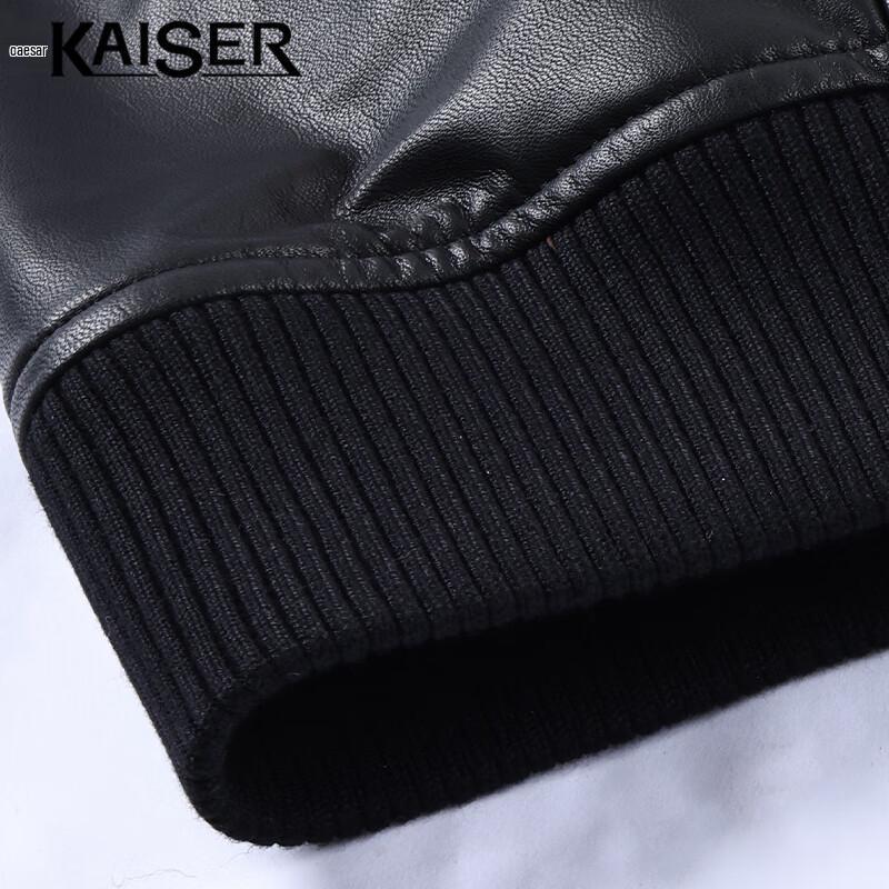 KAISER Men's Genuine Leather Lapel Motorcycle Jacket