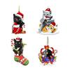 Set of 4 Cat Christmas Tree Ornaments Various Locations Festive Decorations