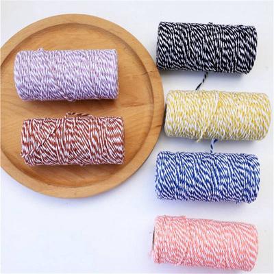 Corde de Coton Double Couleur Corde à Étiquette Tissée à la Main 100m/rouleau Fil de Coton Fait Main DIY