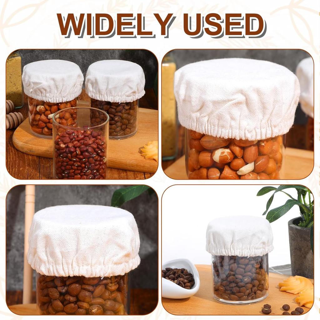 5Pcs Sourdough Jar Cover, Reble Sourdough Starter Jars Covers Linen Elastic Cloth Breathable Jar Topper Lid Fermentation Container Tops for Kombucha