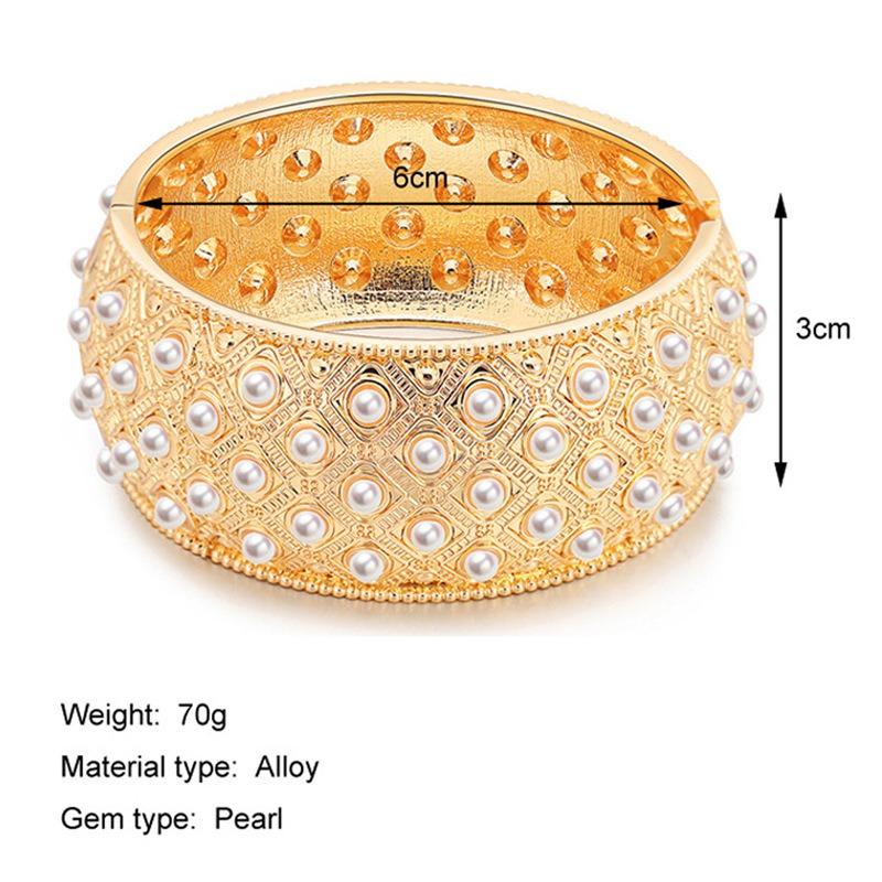 Baroque retro pattern bracelet = women's bracelet pearl wide face jewelry