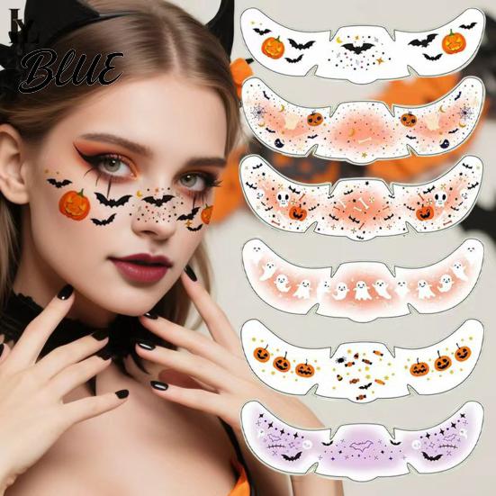 Waterproof Face Decals for Halloween Tattoo Stickers Temporary Party Makeup Art Kids Pumpkin Bat Bloodstain Adults Safe Skin Friendly Holiday Body