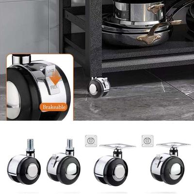 Moving Swivel Caster Soft Rubber Universal Wheel Hardware Furniture Casters Wheels  For Furniture