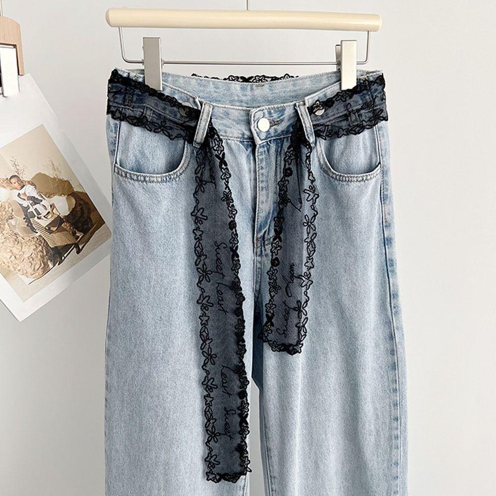 Lace Bow Thin Lace Waist Belt Y2K Waistband Long Lace Waistband  Street Dance Accessory