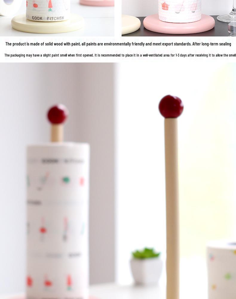 Solid Wood Tissue & Cling Film Organizer: Creative Vertical Holder for Home Kitchen & Bathroom.