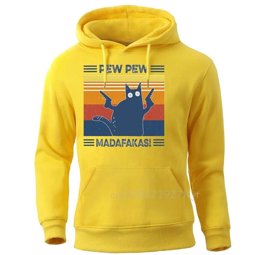 

Забавный кот Пью Мадафакас, женские толстовки унисекс, пуловеры с круглым вырезом, топы, толстовка с капюшоном Camisas, уличная одежда с капюшоном, толстовки унисекс, толстовка с капюшоном 4XL