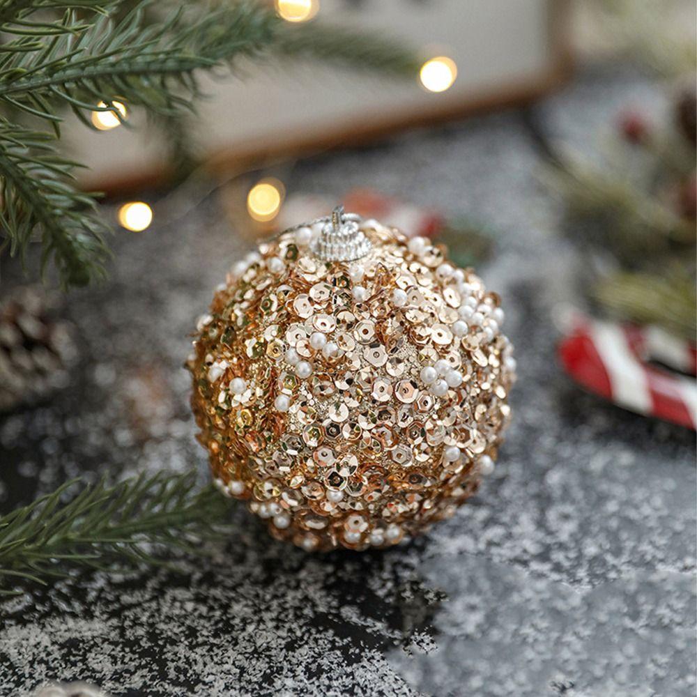 Colorful Foam Sequin Christmas Balls Pendant Shatterproof Christmas Tree Ornaments New Year Gifts