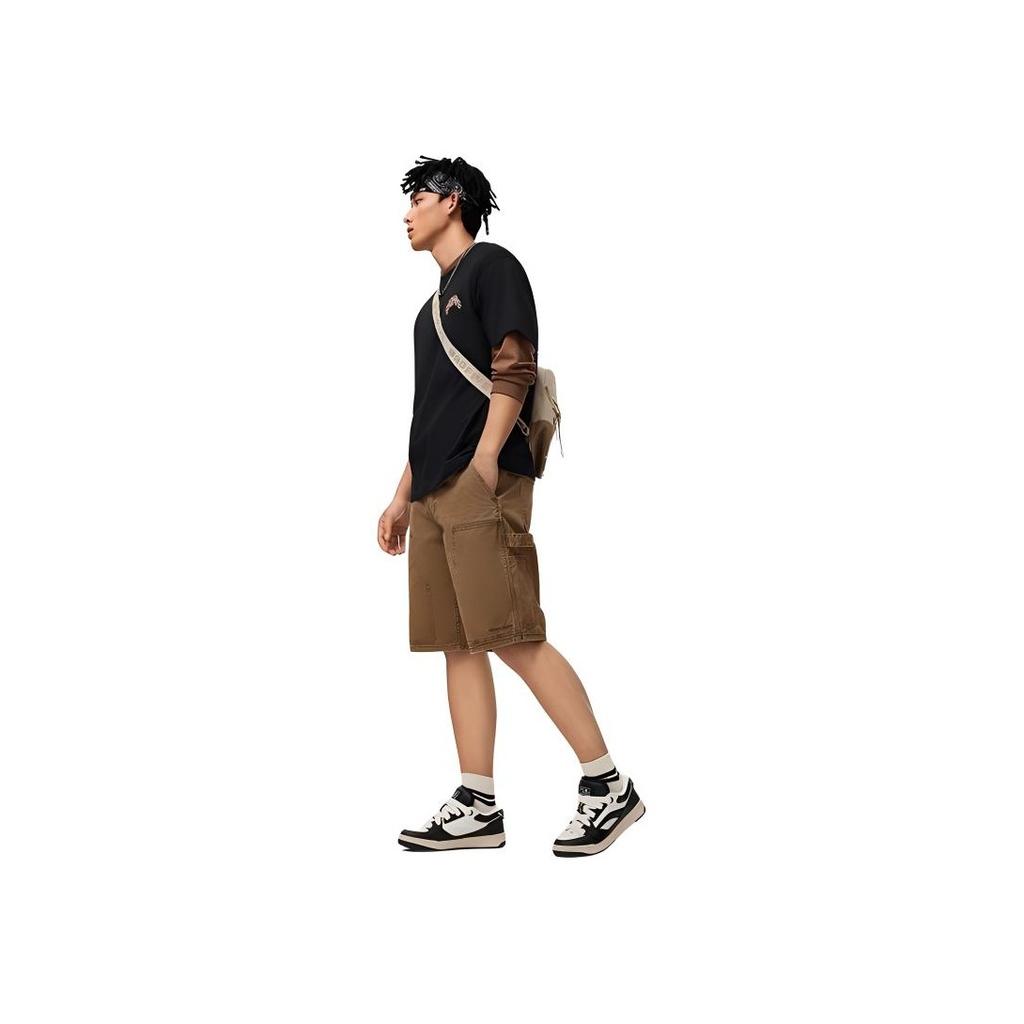 Li-Ning Badfive Deception Print Loose Round Neck Short Sleeve Drop Shoulder T-Shirt Men Tops Black AHSU435-1