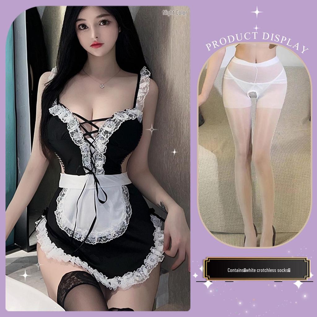 Passionate Lace Maid Roleplay Nightgown Set
