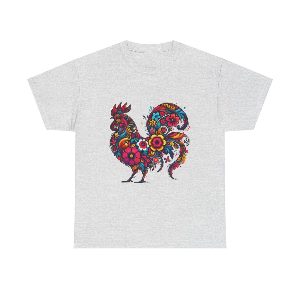 Floral Rooster Silhouette T-Shirt | Elegant Rooster Design Cute & Artsy Farmcore