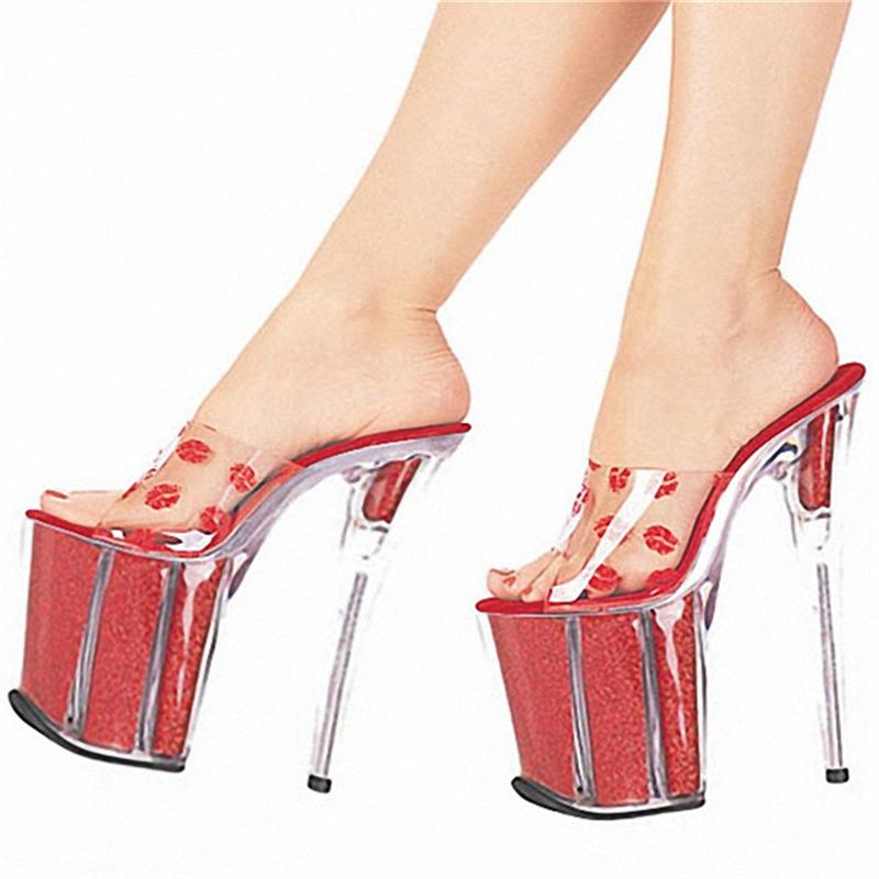 Sandals Actress Crystal High Heels High Heels Internet Celebrity Versatile Word with Cool Slippers 2025 New Summer Transparent
