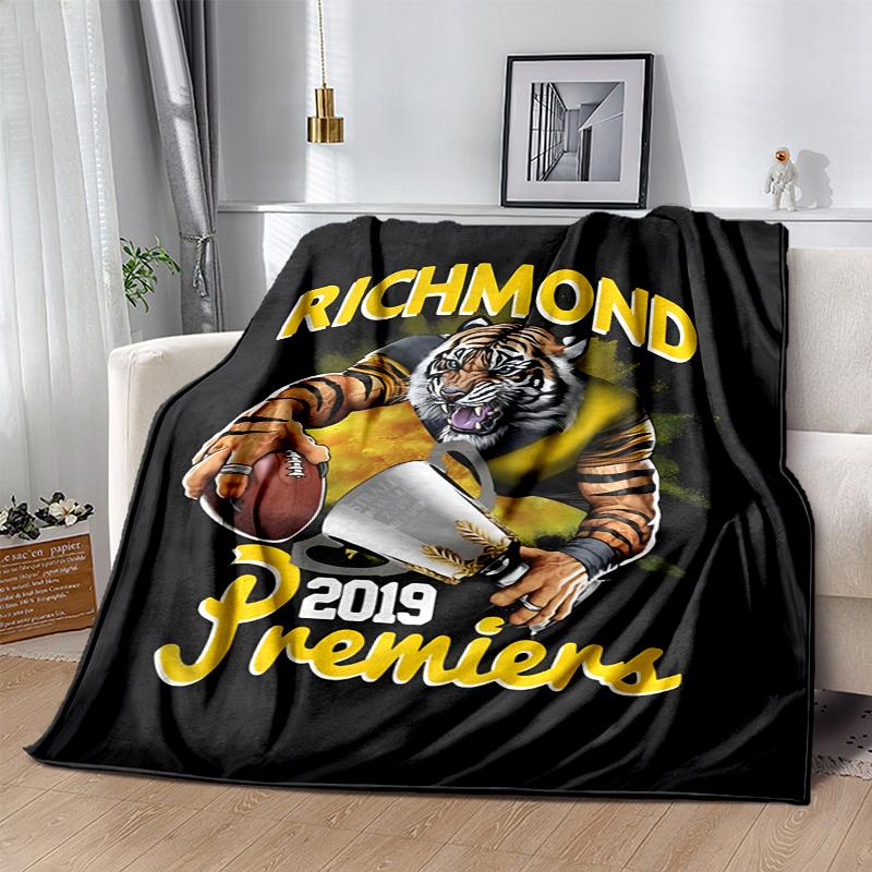 Richmond Tigers Flannel Blanket Soft All-Season Throw, Design for Camping, Car Travel, Hiking Sofa, Bed, Office Perfect Gift for Parties