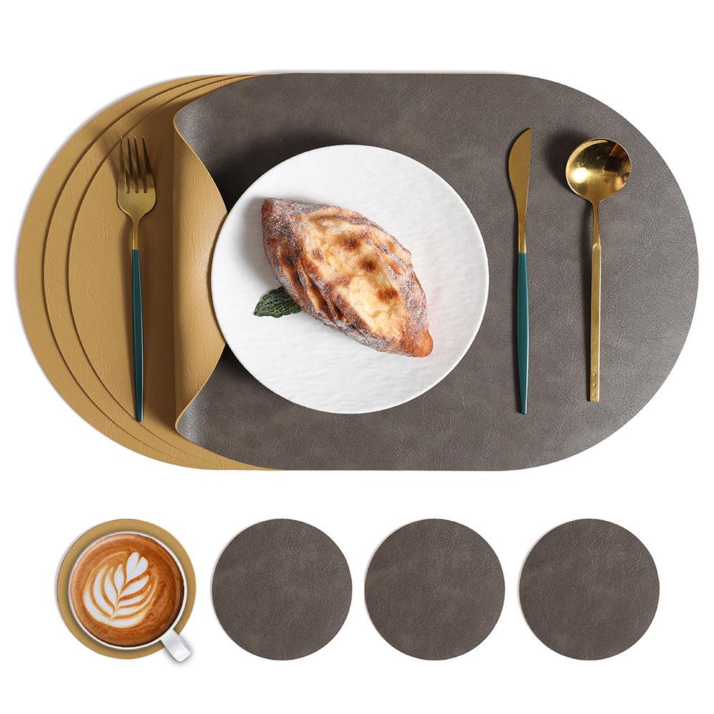 Nordic Style dvipusis karvės odos padėklas – atsparus vandeniui ir alyvai atsparus ovalus izoliacinis kilimėlis