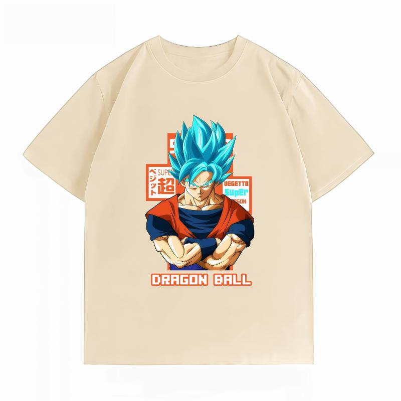 Unisexs Clothing New 100 Cotton Breathable Summer TShirt Dragon Ball Goku Blue Print Casual Streetwear Unisexs Tops