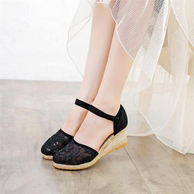 Sandali da Donna con Zeppa Stile Coreano 2025 – Espadrillas con Punta e Fibbia