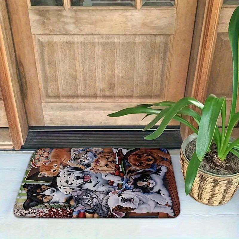 1PC Playful Pets Collection Kitchen Rug Non-Slip Door Mat Pop design Bathroom Rug Bath Mat Carpet for Home Sink Laundry Decor