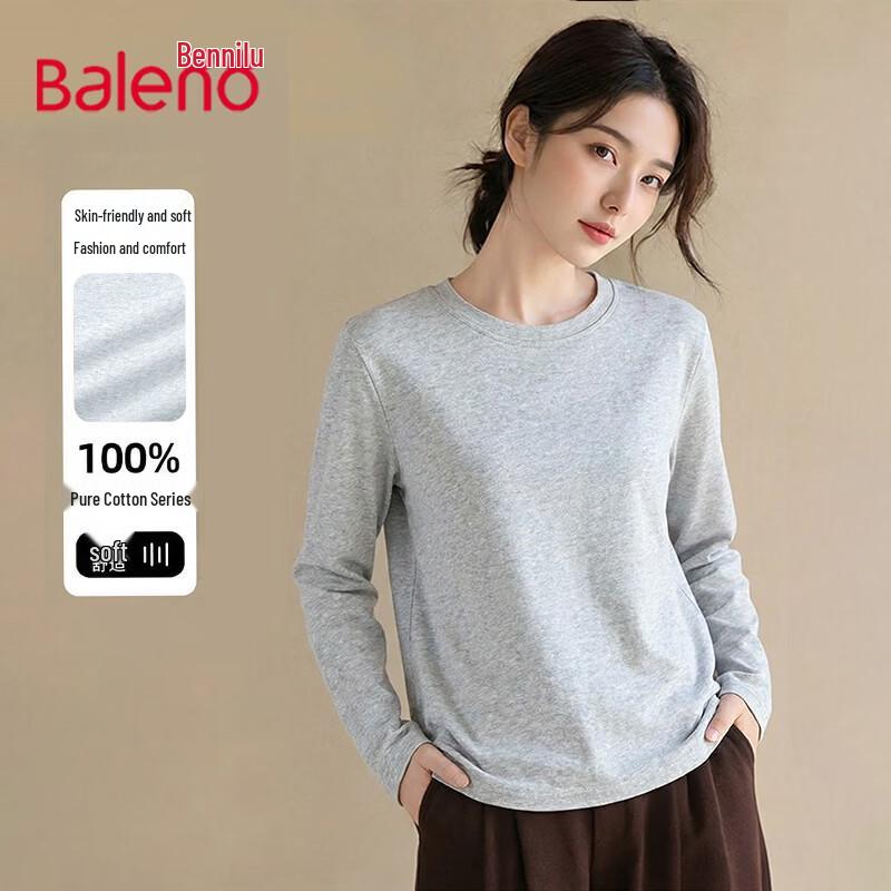 Baleno Women's 100% Cotton Loose Fit Long Sleeve Round Neck T-shirt