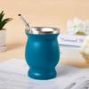 230ml Yerba Mate Gourd Tea Cup Set Double-Wall Stainless Steel Coffee Water Cup Straws Filter With Spoon Brush