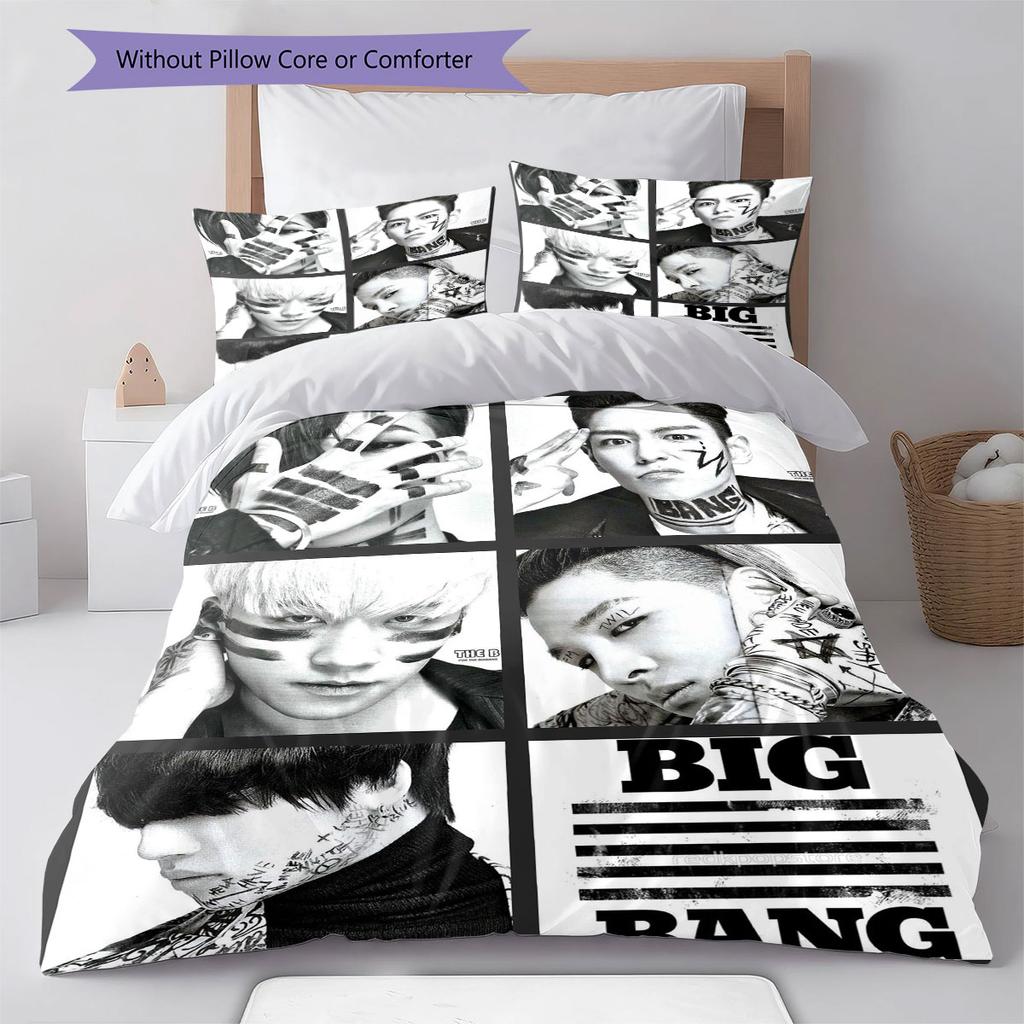 BIGBANG Pattern Bedding,Quilt Set Quilt Cover Pillowcase Home Birthday Gift(1 * Duvet Cover + 2 * Pillowcase, Without Core)