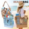 Portable Mesh Beach Bag with Cooler Compartment Large Capacity Sandproof Beach Totes Insulated Beach Bag for Travel Pool Picnic