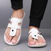Men Black Leather Slippers Simple Flats Summer White Flip Flops Outdoor Sandals Blue Open Toe Beach Shoes Plus Size
