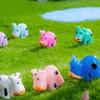 Colorful Mini Resin Cow Figurines For Creative Diy Garden Decoration