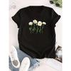 Flower Print Crew Neck T-Shirt Casual Short Sleeve T-Shirt for Spring & Summer Women's Clothing Casual Female Clothing