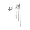 Flash Diamond Butterfly Tassel Earrings Femininity Long Earrings Silver Needle Ears