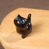 Wooden Cat Figurine Smooth Collectible Cute for Desk, Display