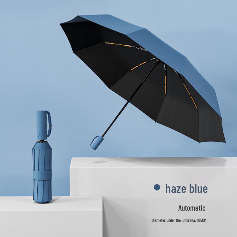 Three-Fold 20-Rib Black Glue Automatic Windproof Sun and Rain Umbrella for Customization