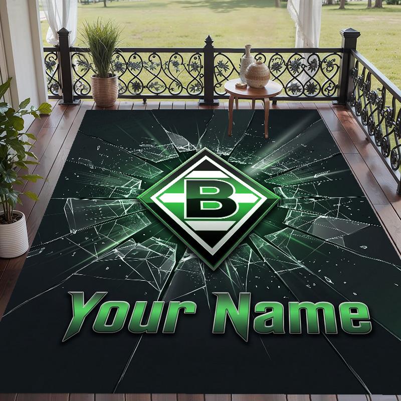 Benutzerdefinierter Teppich mit Aufdruck Borussia Mönchengladbach Rutschfester Bodenbelag Für Wohnzimmer Dekoration