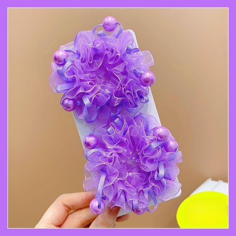 Stylish Flower Bow Hair Tie for Kids - Cute  Colorful Pom-Pom Design
