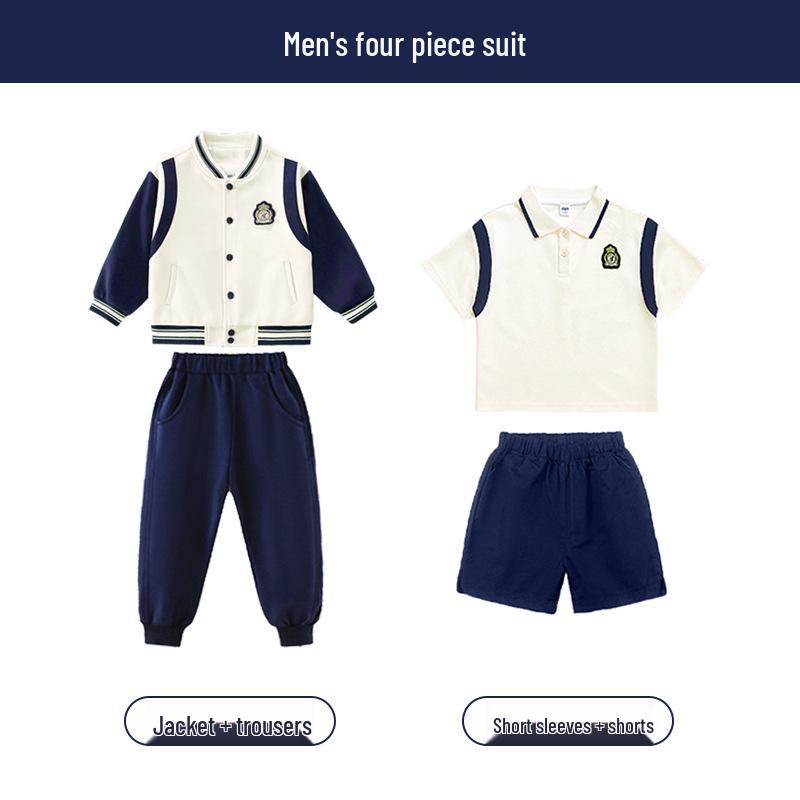 Primary School Sports Uniform Set: Spring & Autumn First Grade Three-Piece Outfit for Kindergarten & Children's Sports Events