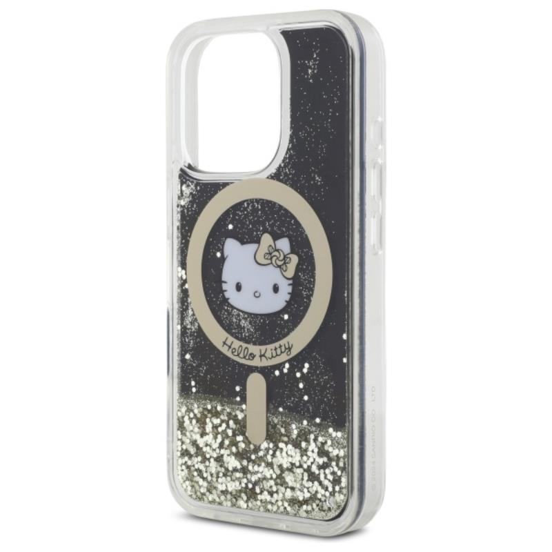 Hello Kitty Liquid Glitter Fever Magsafe - Etui Iphone 16 Pro (Czarny / Złoty)