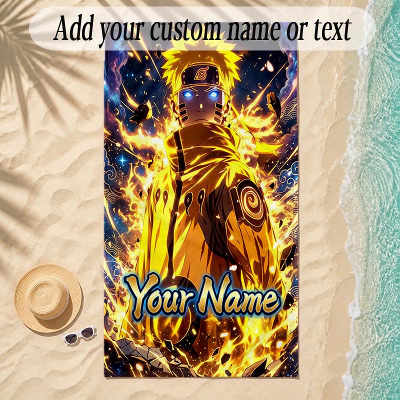 Beach TowelNaruto Custom Name Text Personalized Soft Towel for Beach Pool Indoor Home Decor Gift